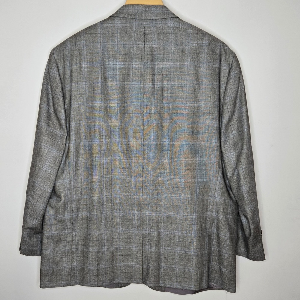 Lauren Ralph Lauren Silk Wool Blazer 50R Grey Blue Plaid Sport Coat Prep Classic - Picture 5 of 9